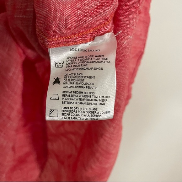 Report Collection Shirt 100% Linen Short Sleeve Tropical Beach Red Pink Mens XL - Picture 4 of 7